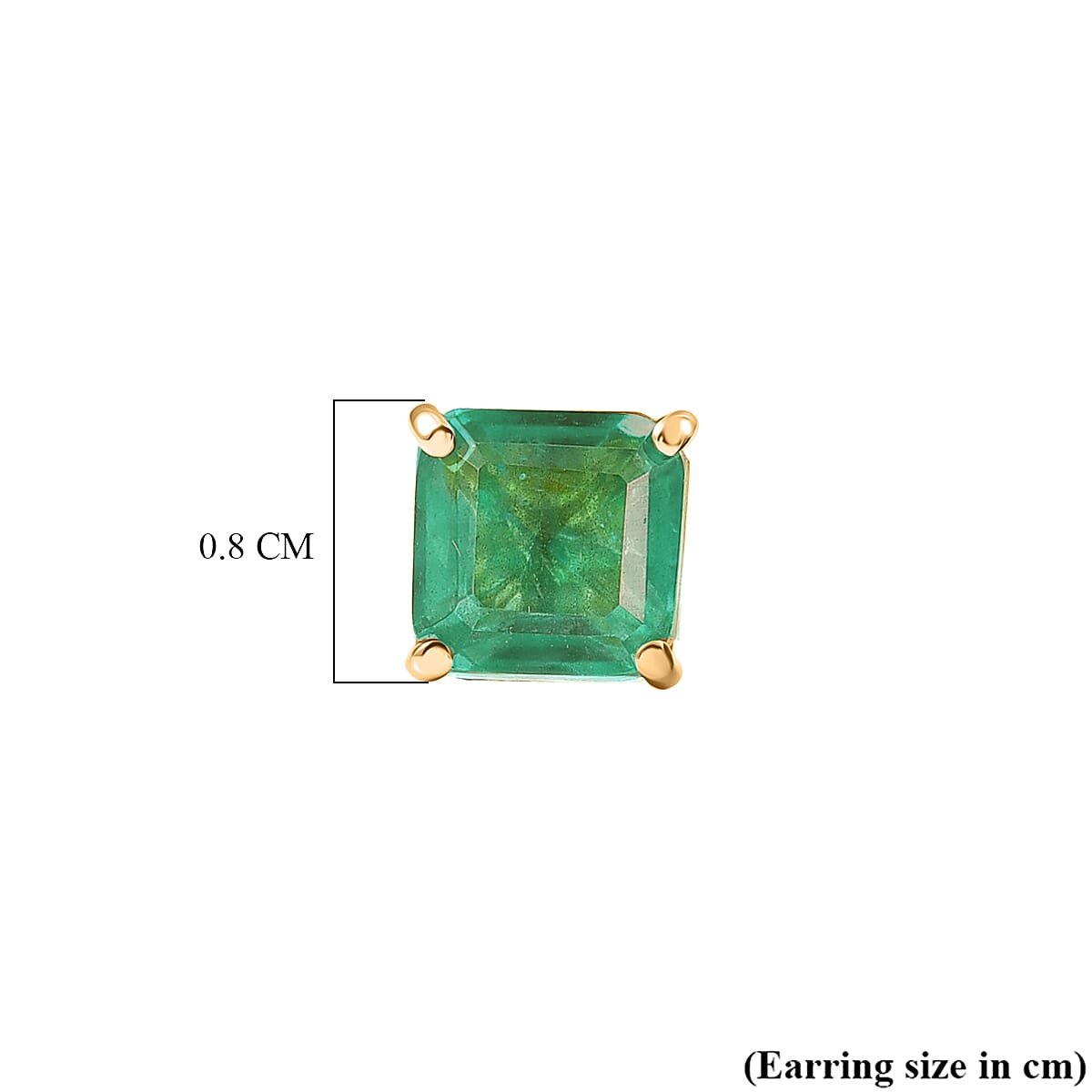 Emeraldine Triplet Quartz Solitaire Stud Push Post Earring in Yellow Gold Plated Sterling Silver 3.35 Ct.