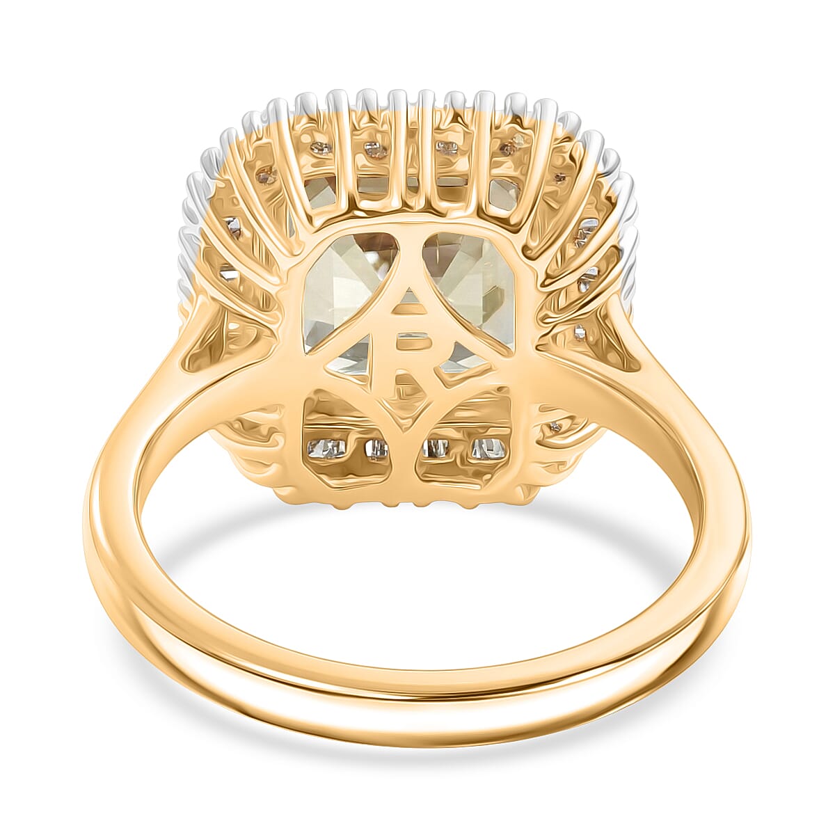 The Tony Diniz Collection - Rhapsody 18K Yellow Gold AAAA Natural Royal Asscher Cut Turkizite & Natural Earth Mined VS-E-F White Diamond Ring 5.14 Ct. Gold Wt 4.8 Grams