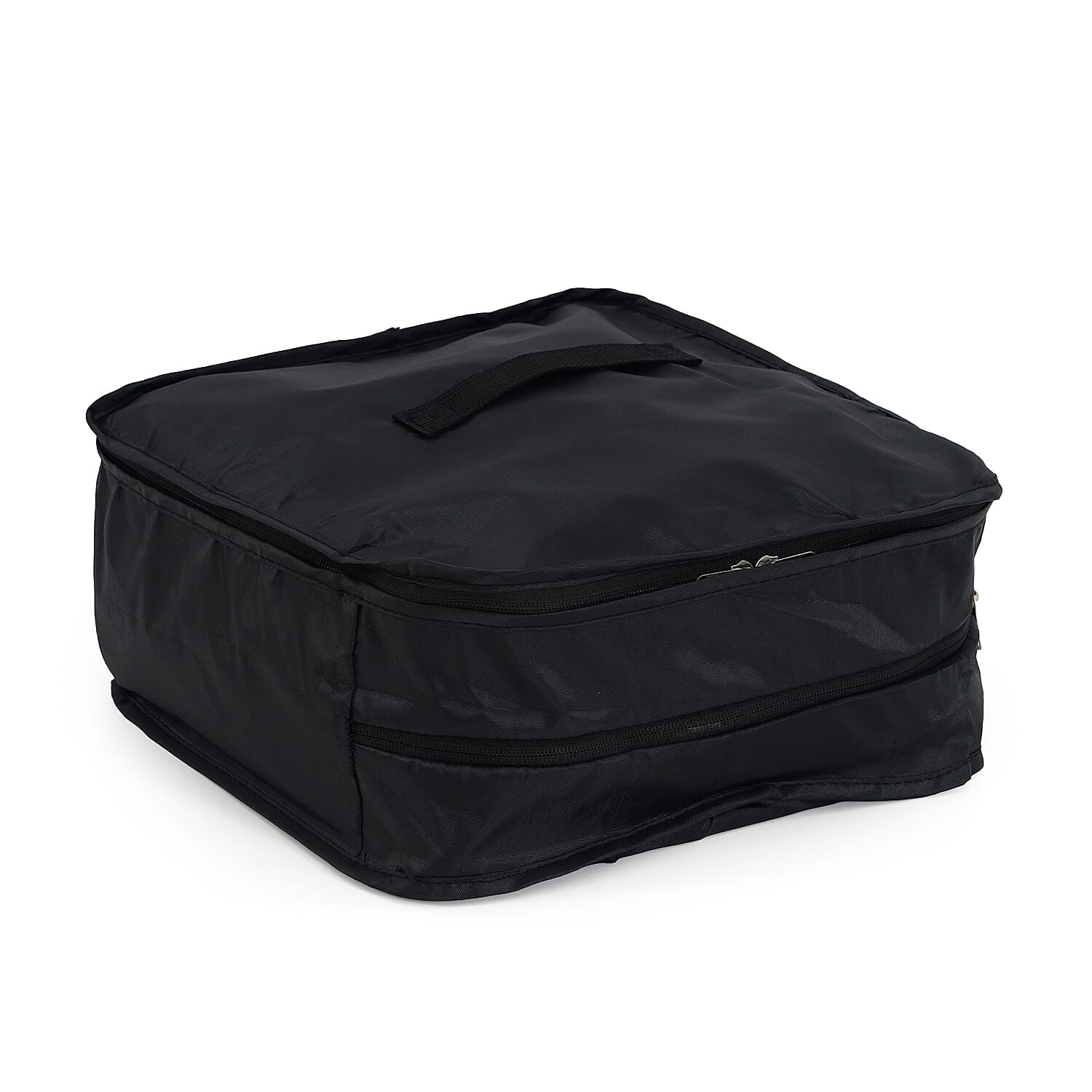 Hanging Travel Luggage Organizer - 3-Tier Portable Wardrobe Shelves & Oxford Cloth Packing Cube (30x23x56cm) - Black