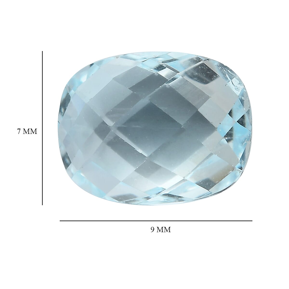 Skyblue Topaz Cushion Cut 9X7 mm Gemstone, 2.60 Ct