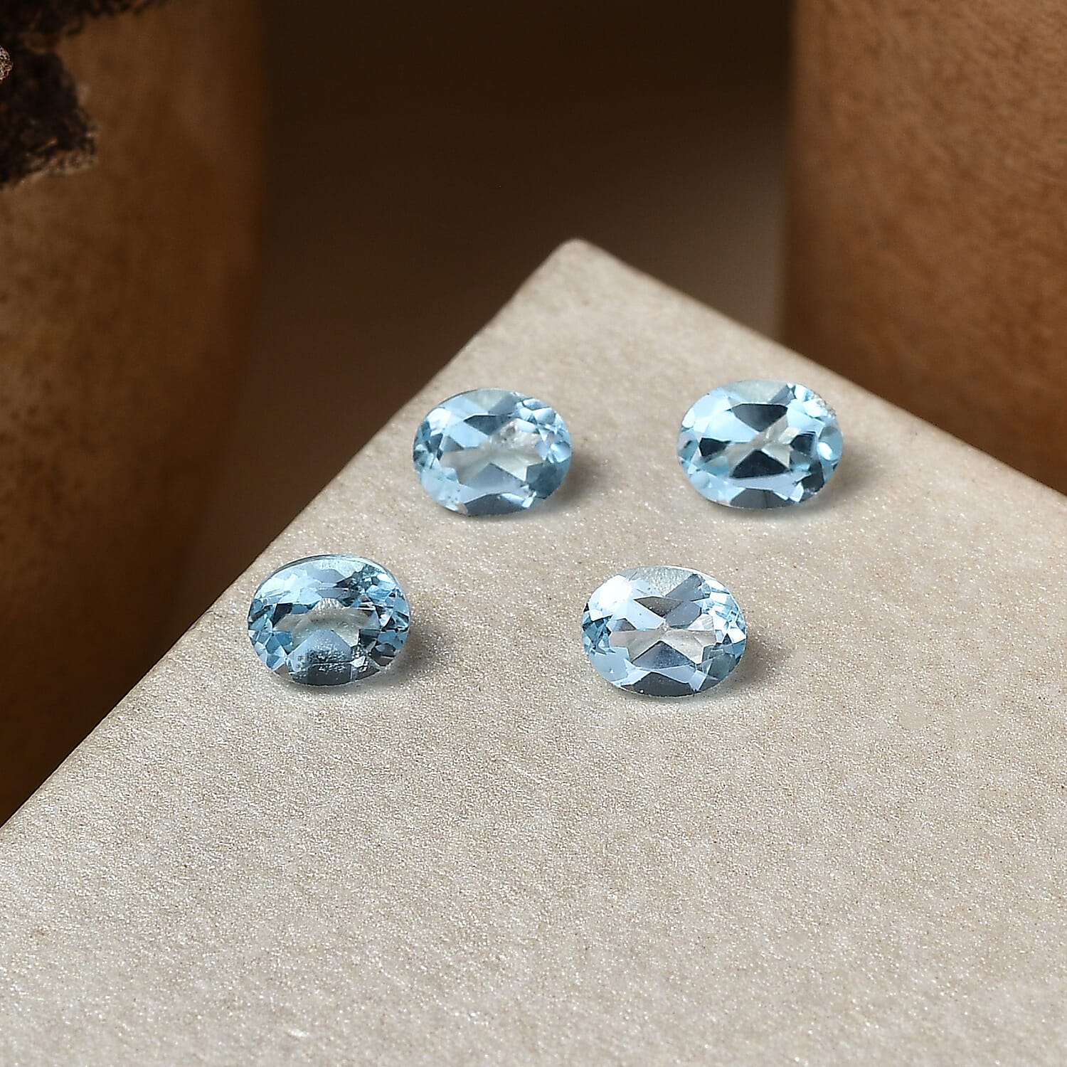 Set Of 4 Skyblue Topaz Oval Cut Cut 5X4 mm Gemstone, 1.7 Ct