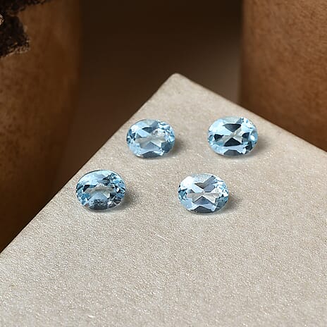 Set Of 4 Skyblue Topaz Oval Cut Cut 5X4 mm Gemstone, 1.7 Ct