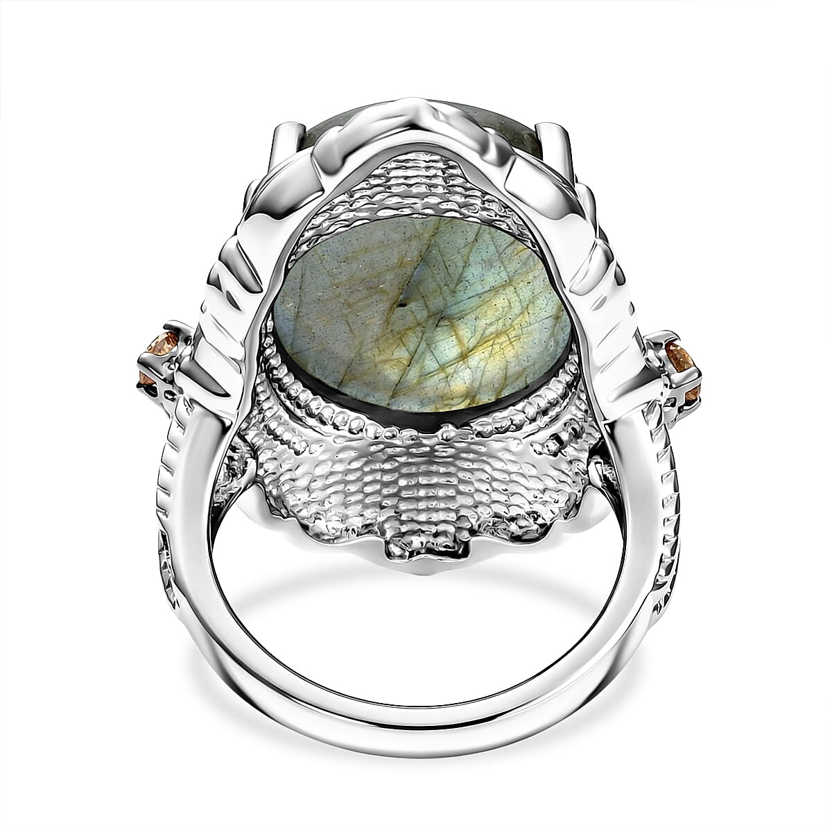 EverTrue - Labradorite & Champagne Cubic Zirconia Ring 18.37 Ct.