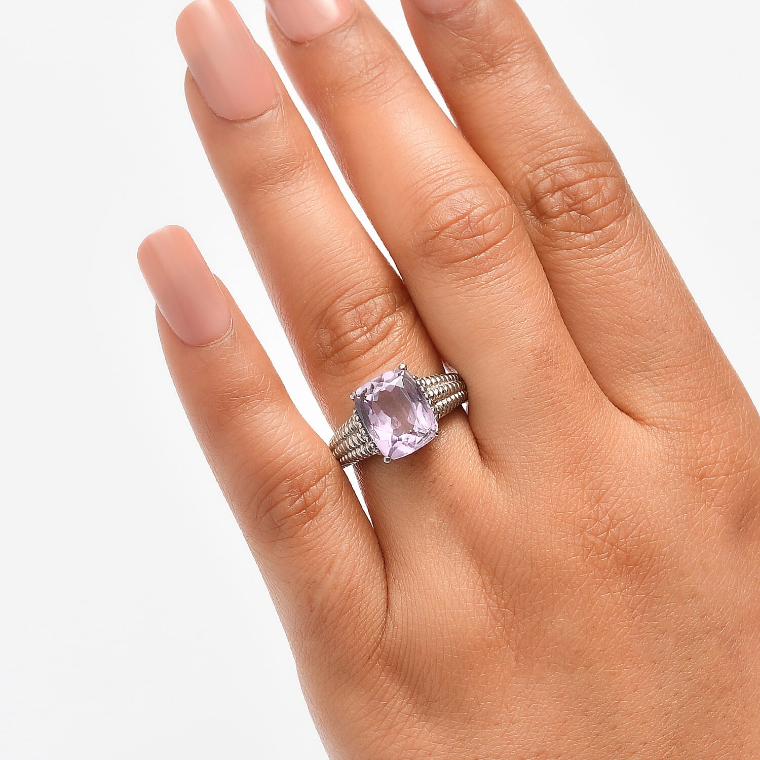 Pink Amethyst Solitaire Ring 4.35 Ct.