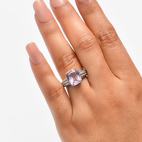 Pink Amethyst Solitaire Ring 4.35 Ct.