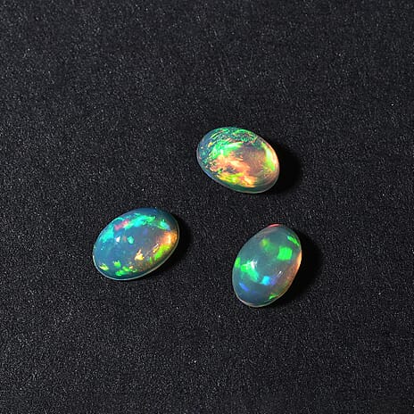 Set Of 3 Ethiopian Opal Oval Cut Cut 6X4 mm Gemstone, 1.02 Ct