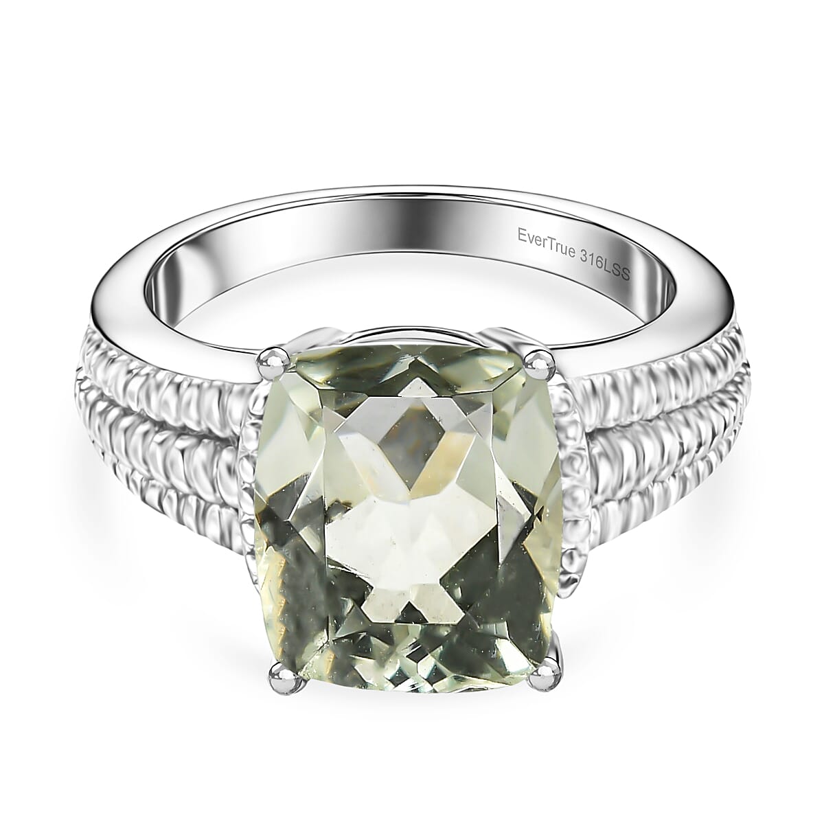 EverTrue - Green Amethyst Solitaire Ring 3.98 Ct.
