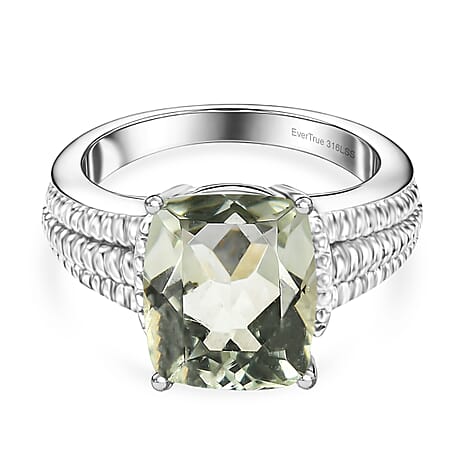 EverTrue - Green Amethyst Solitaire Ring 3.98 Ct.
