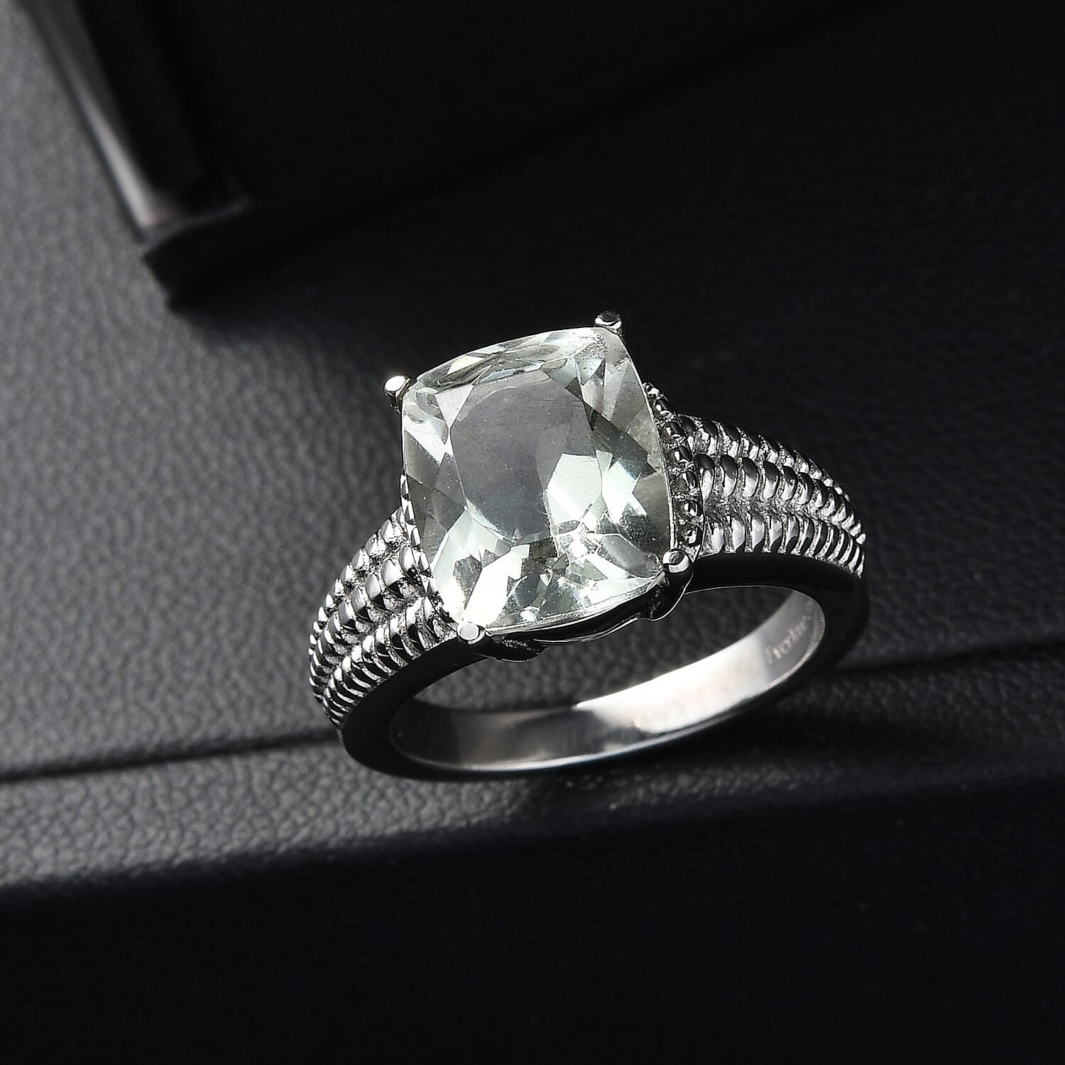 EverTrue - Green Amethyst Solitaire Ring 3.98 Ct.