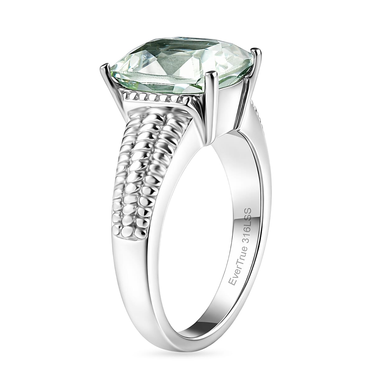 EverTrue - Green Amethyst Solitaire Ring 3.98 Ct.