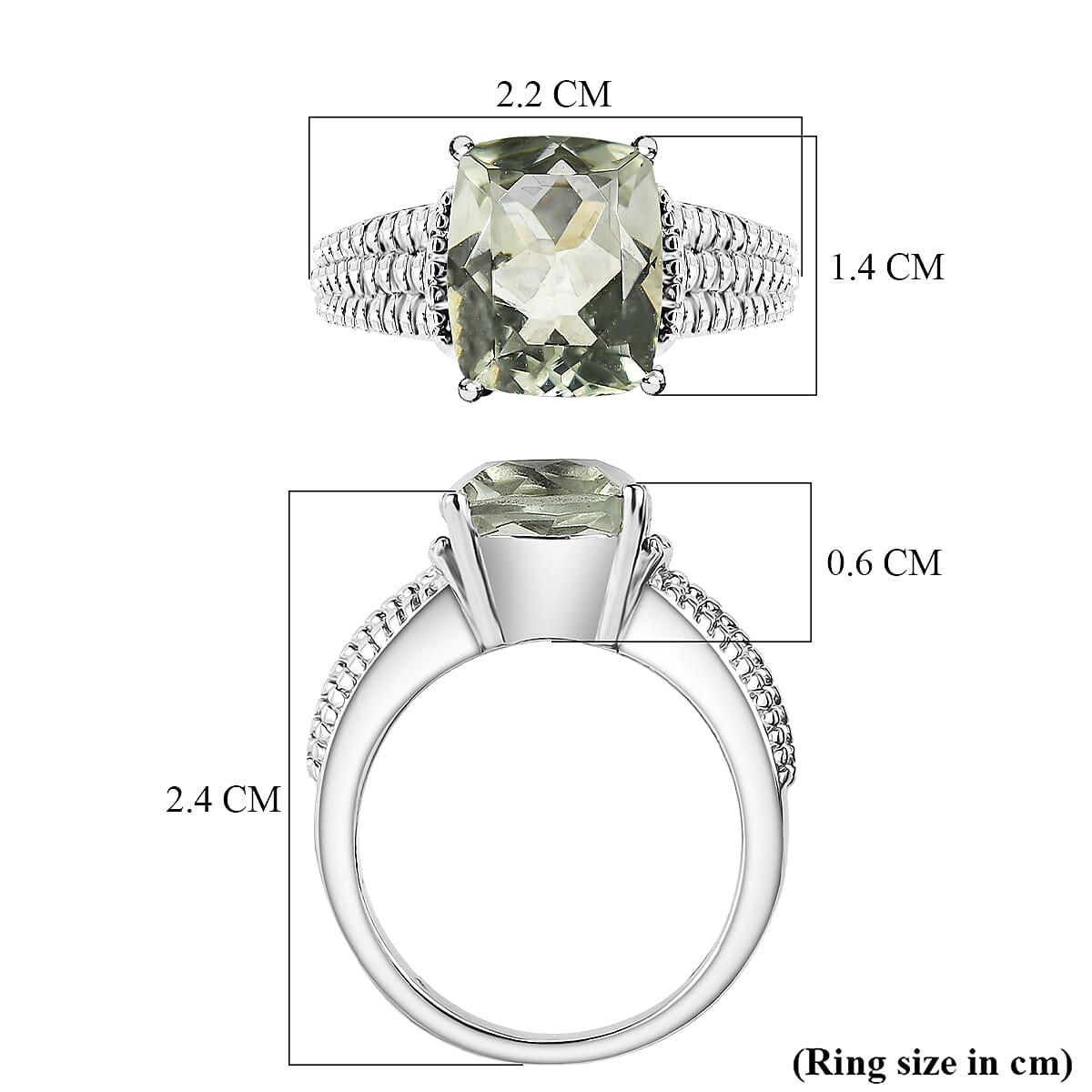 EverTrue - Green Amethyst Solitaire Ring 3.98 Ct.
