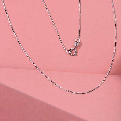 Close Out Deal - Rhodium Overlay Sterling Silver Box Chain (Size - 20) with Spring Ring Clasp