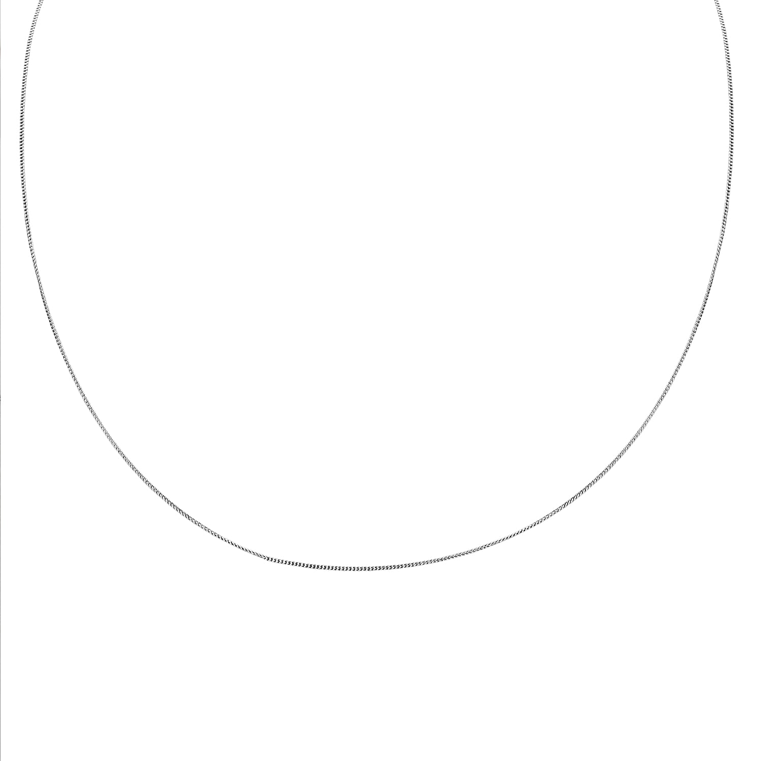 Close Out Deal - Rhodium Overlay Sterling Silver Curb Chain (Size - 20)