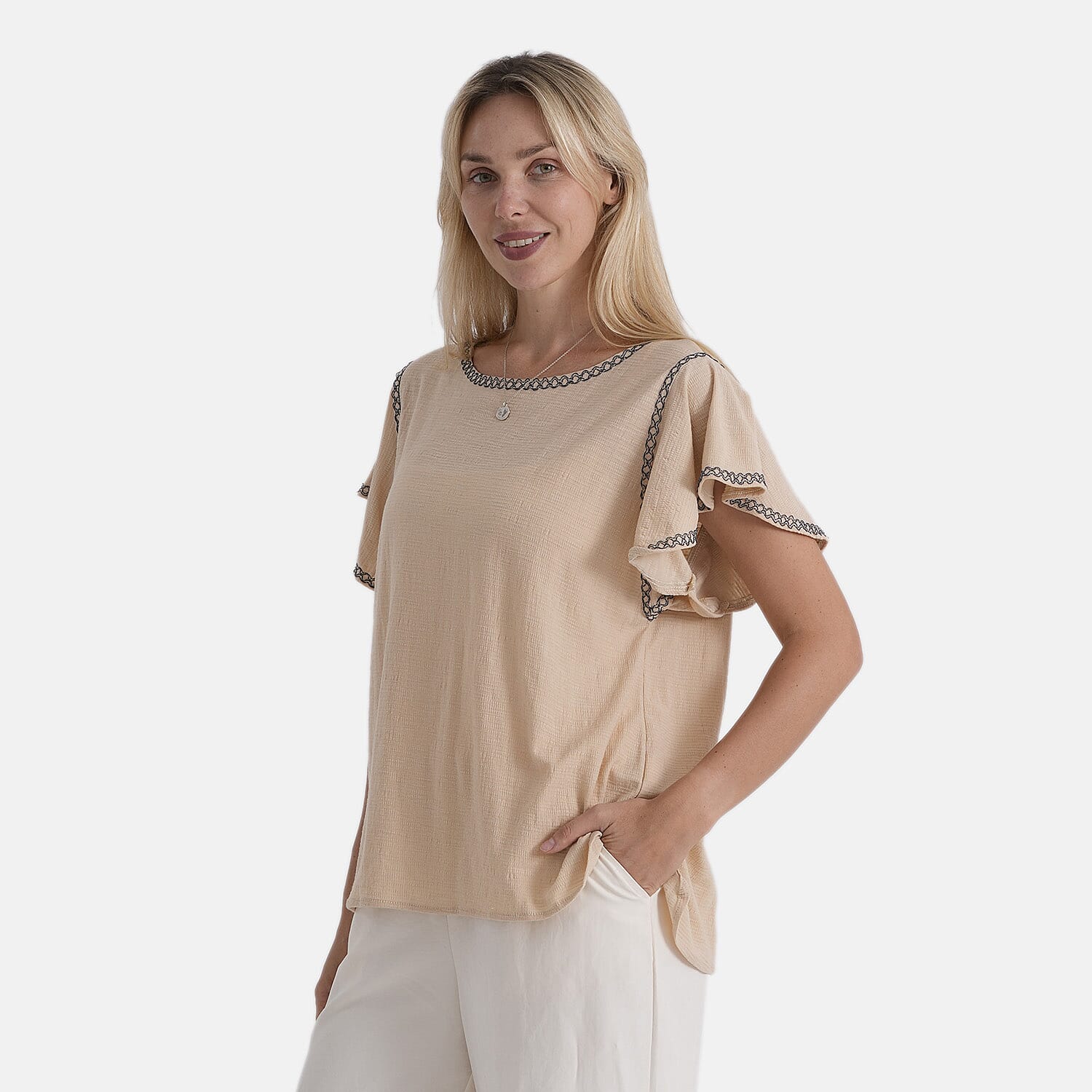 La Marey Embroidery Soft Touch Top