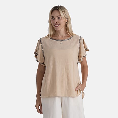 La Marey Embroidery Top (Size - XL) - Off White Blue