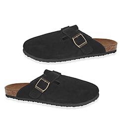 Thomas Blunt Mens Suede Close-Toe Mules With Buckle