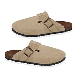Thomas Blunt Mens Suede Close-Toe Mules With Buckle