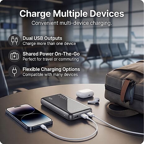 MTK 10,000 mAh Power Bank - Grey