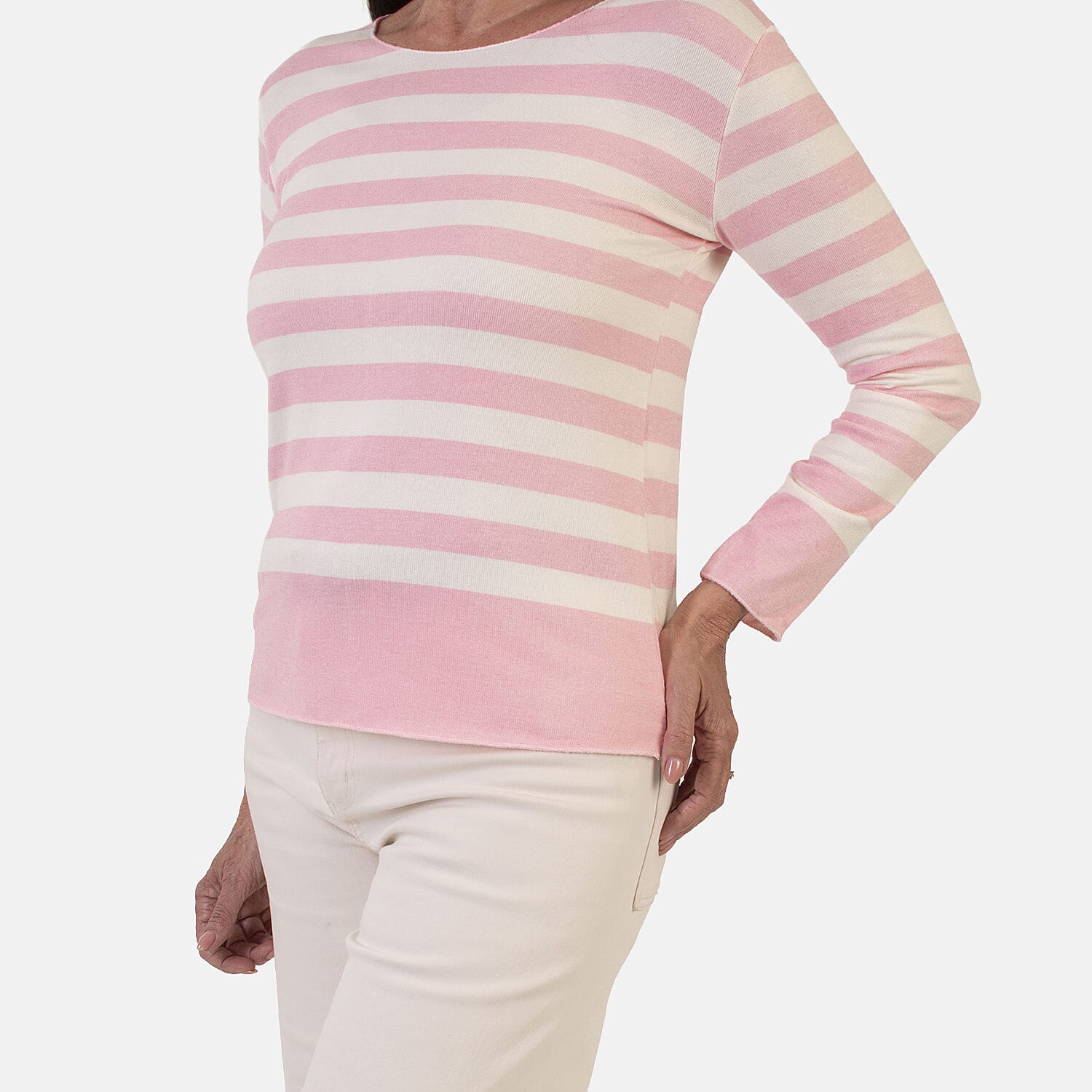Sugar-Crisp-Italian-Made-Round-Neck-Colour-Block-Stripe-Roll-Sleeve-To