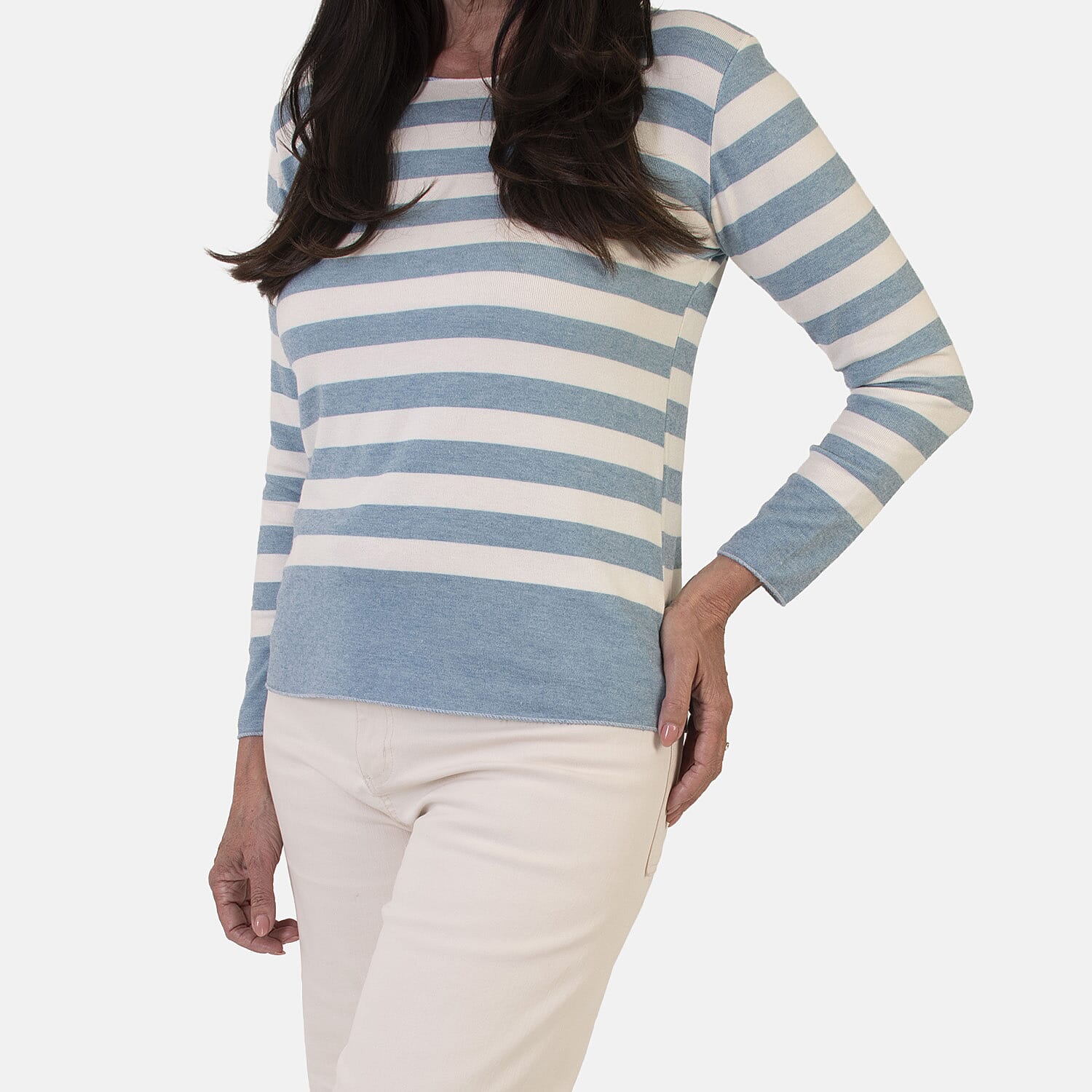 Sugar-Crisp-Italian-Made-Round-Neck-Colour-Block-Stripe-Roll-Sleeve-To