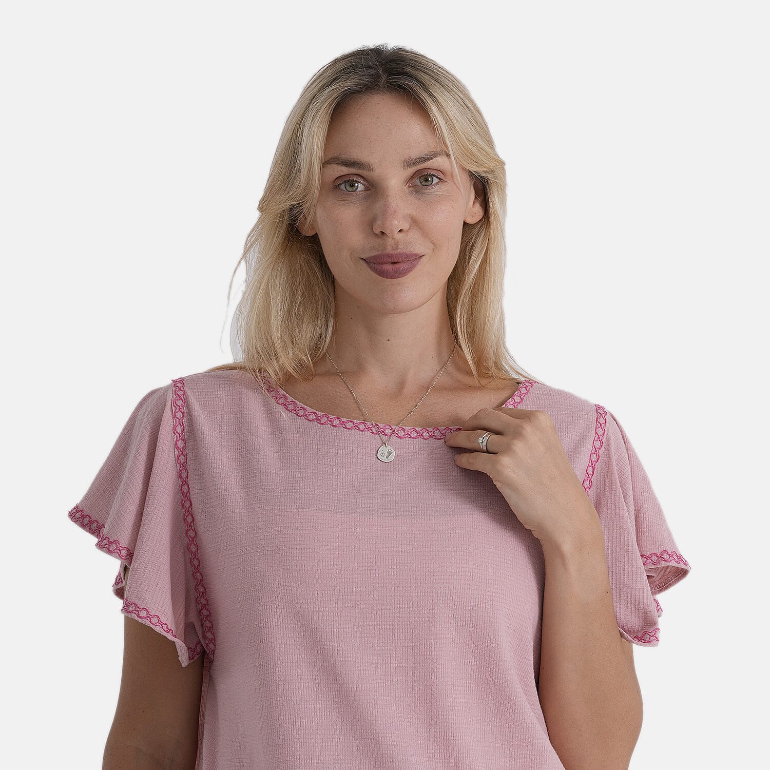 La Marey Embroidery Top (Size - Medium) - Pink Rose