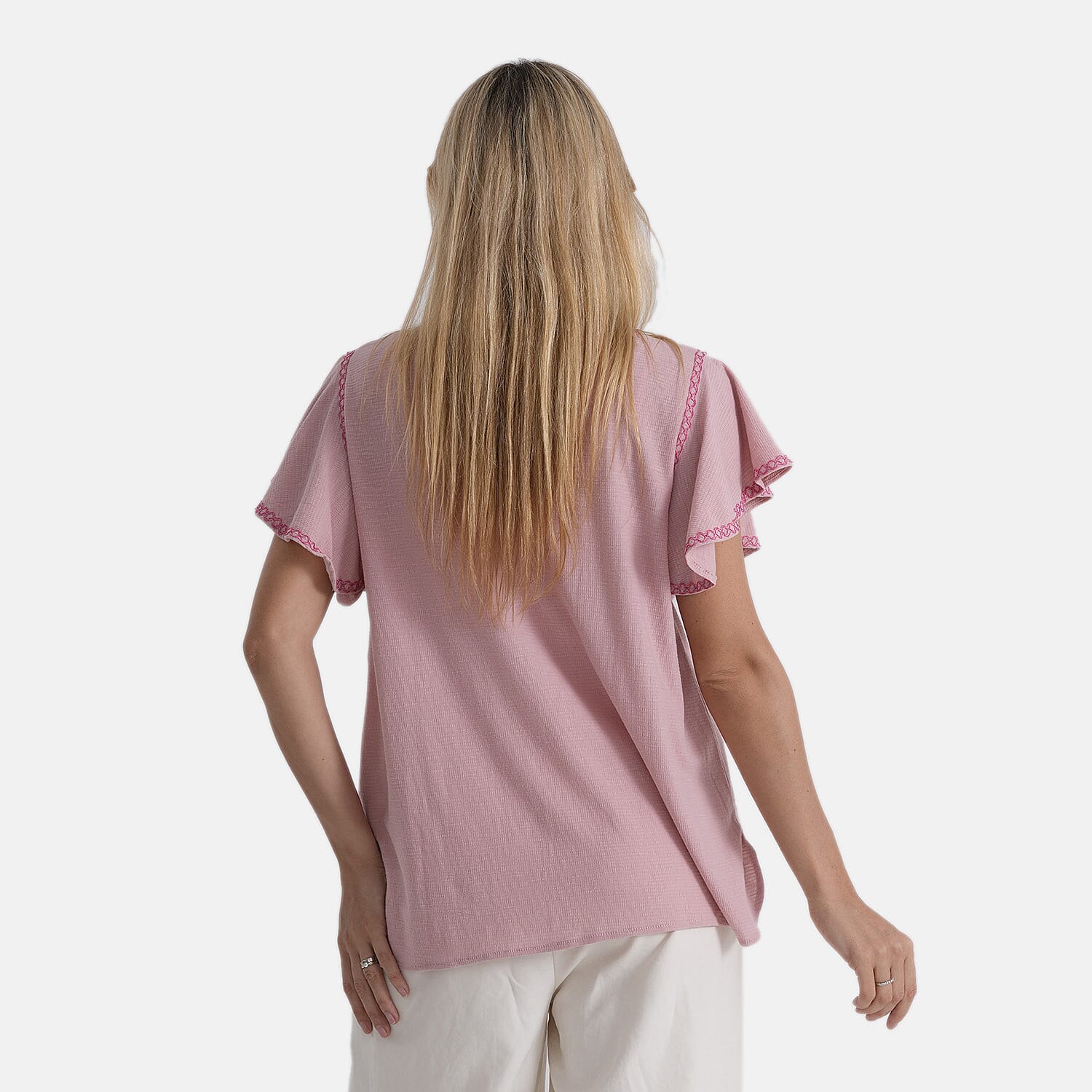 La Marey Embroidery Top (Size - Large) - Pink Rose