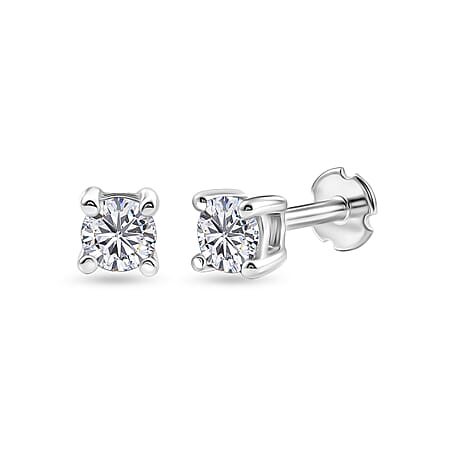 LUXURIANT Lab Grown Diamond Solitaire Stud Screw Back Earring in Rhodium Overlay Sterling Silver 0.22 Ct. (SI-G-H) LUXURIANT Lab Grown Diamond Solitaire Stud Screw Back Earring in Rhodium Overlay Sterling Silver 0.22 Ct. (SI-G-H)