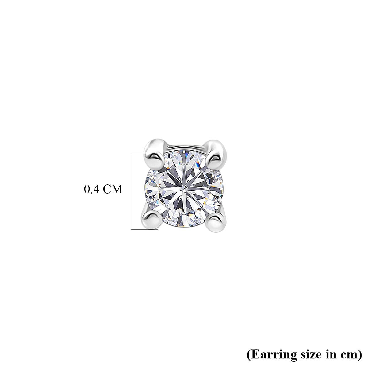 Luxuriant - SI-G-H Lab Grown Diamond Solitaire Stud Push Post Earring in Rhodium Overlay Sterling Silver 0.22 Ct.