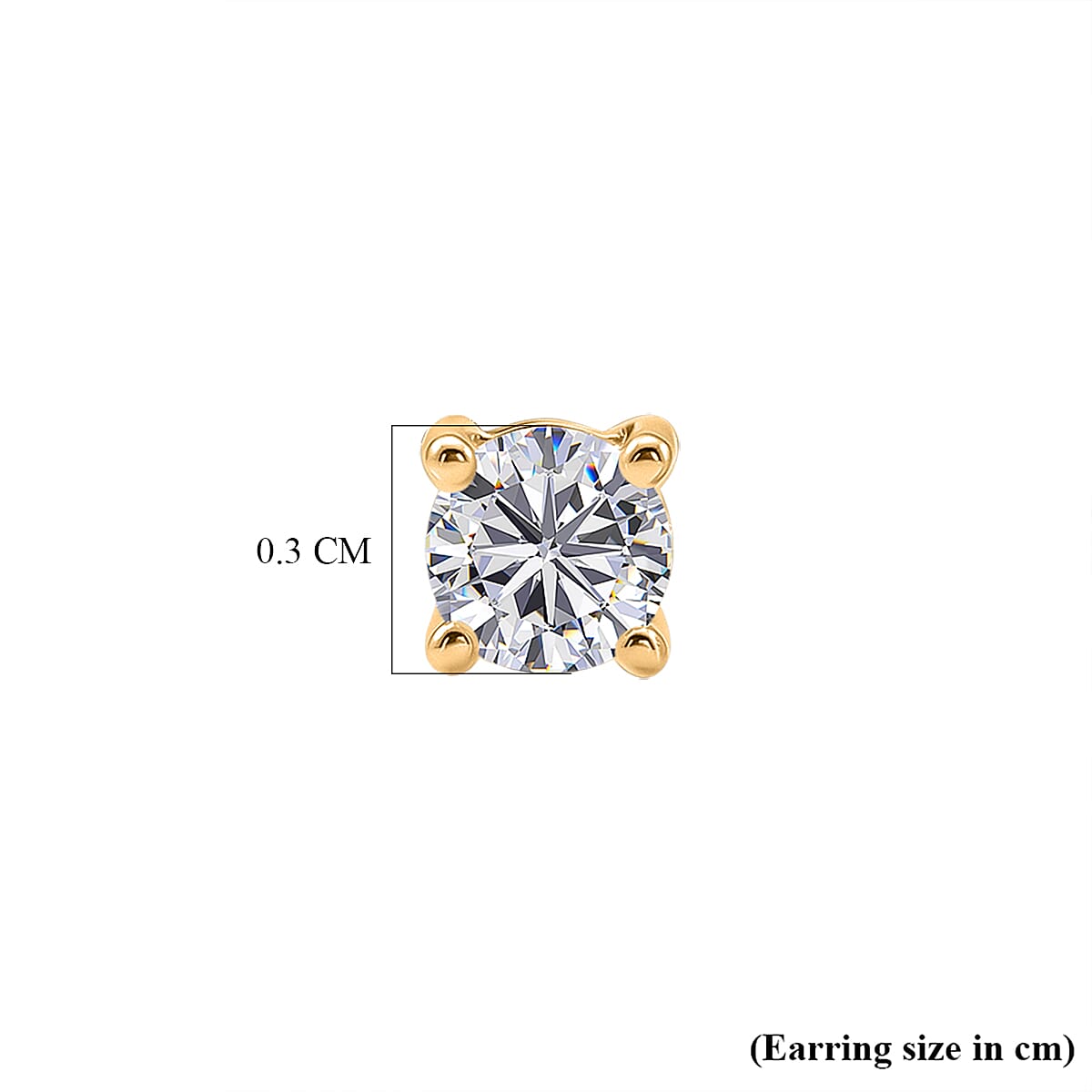 Luxuriant SI-G-H Lab Grown Diamond Solitaire Stud Screw Back Earring in 18K Vermeil Yellow Gold Plated Sterling Silver 0.22 Ct.