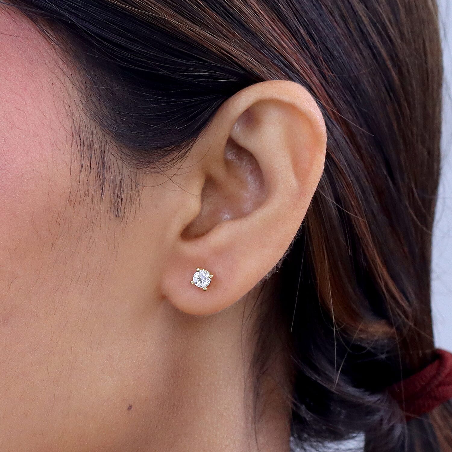 Luxuriant SI-G-H Lab Grown Diamond Solitaire Stud Screw Back Earring in 18K Vermeil Yellow Gold Plated Sterling Silver 0.33 Ct.