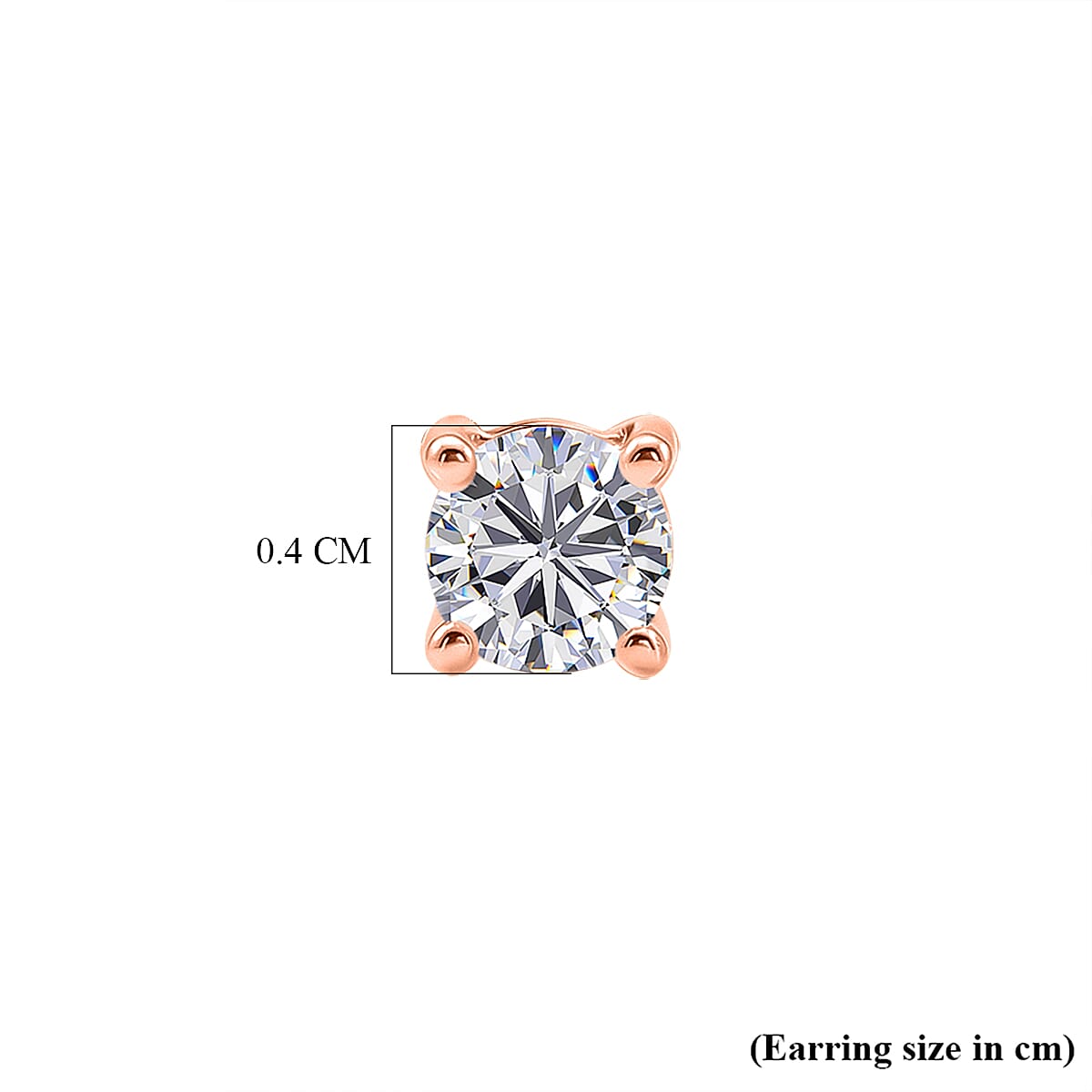 Luxuriant SI-G-H Lab Grown Diamond Solitaire Stud Screw Back Earring in 18K Vermeil Rose Gold Plated Sterling Silver 0.33 Ct.