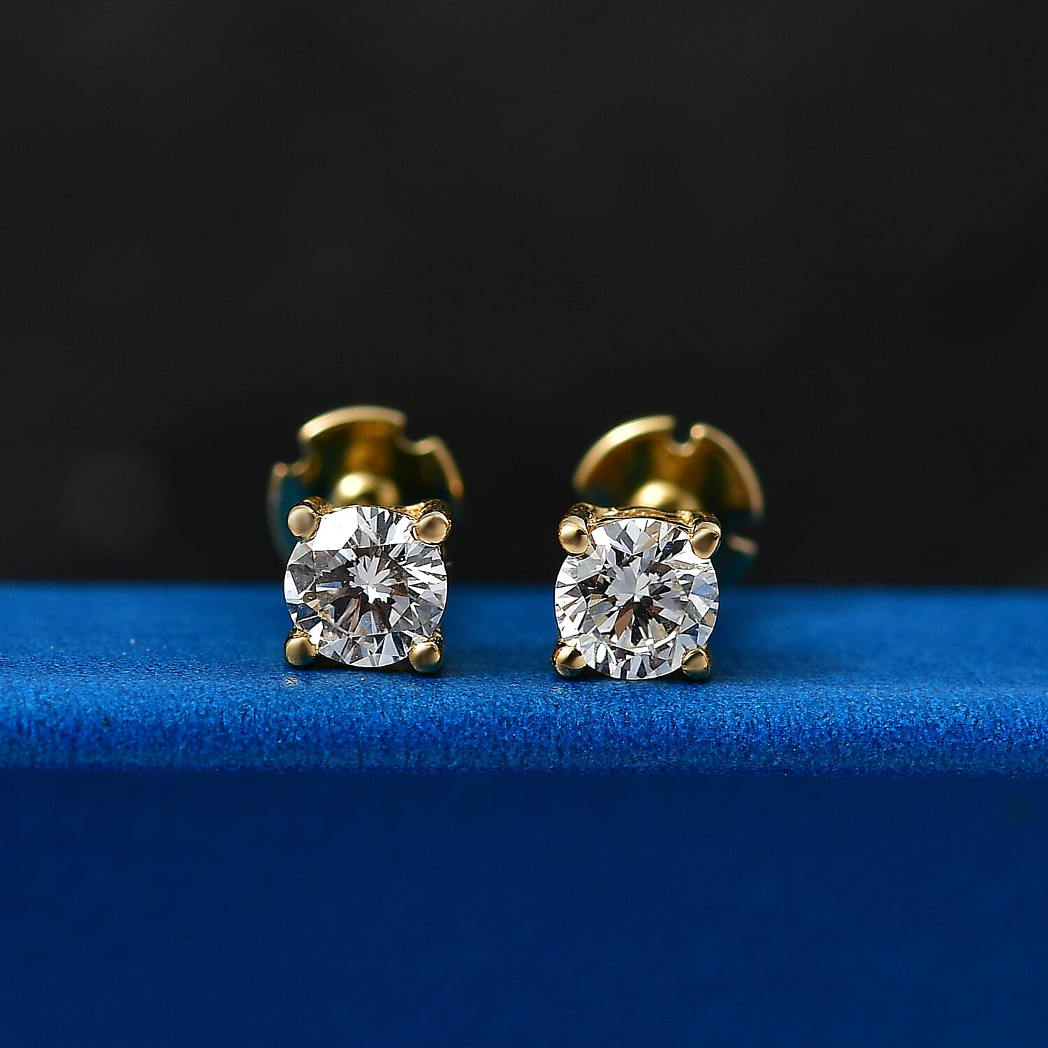 Luxuriant SI-G-H Lab Grown Diamond Solitaire Earring with Screw Back in 18K Vermeil Rose Gold Plated Sterling Silver 0.50 Ct.