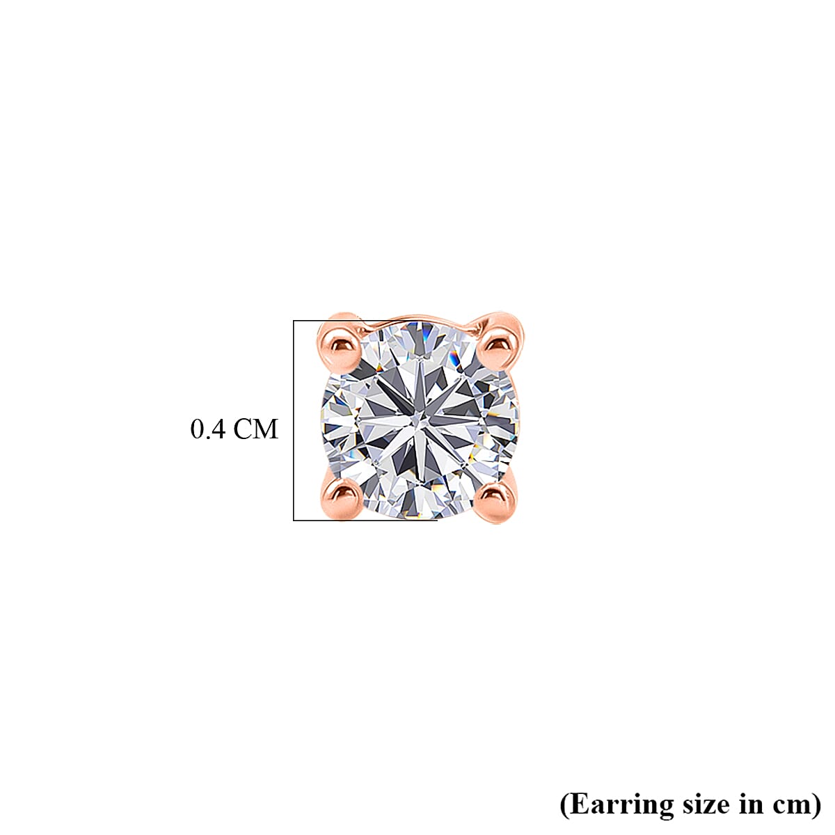 Luxuriant SI-G-H Lab Grown Diamond Solitaire Earring with Screw Back in 18K Vermeil Rose Gold Plated Sterling Silver 0.50 Ct.