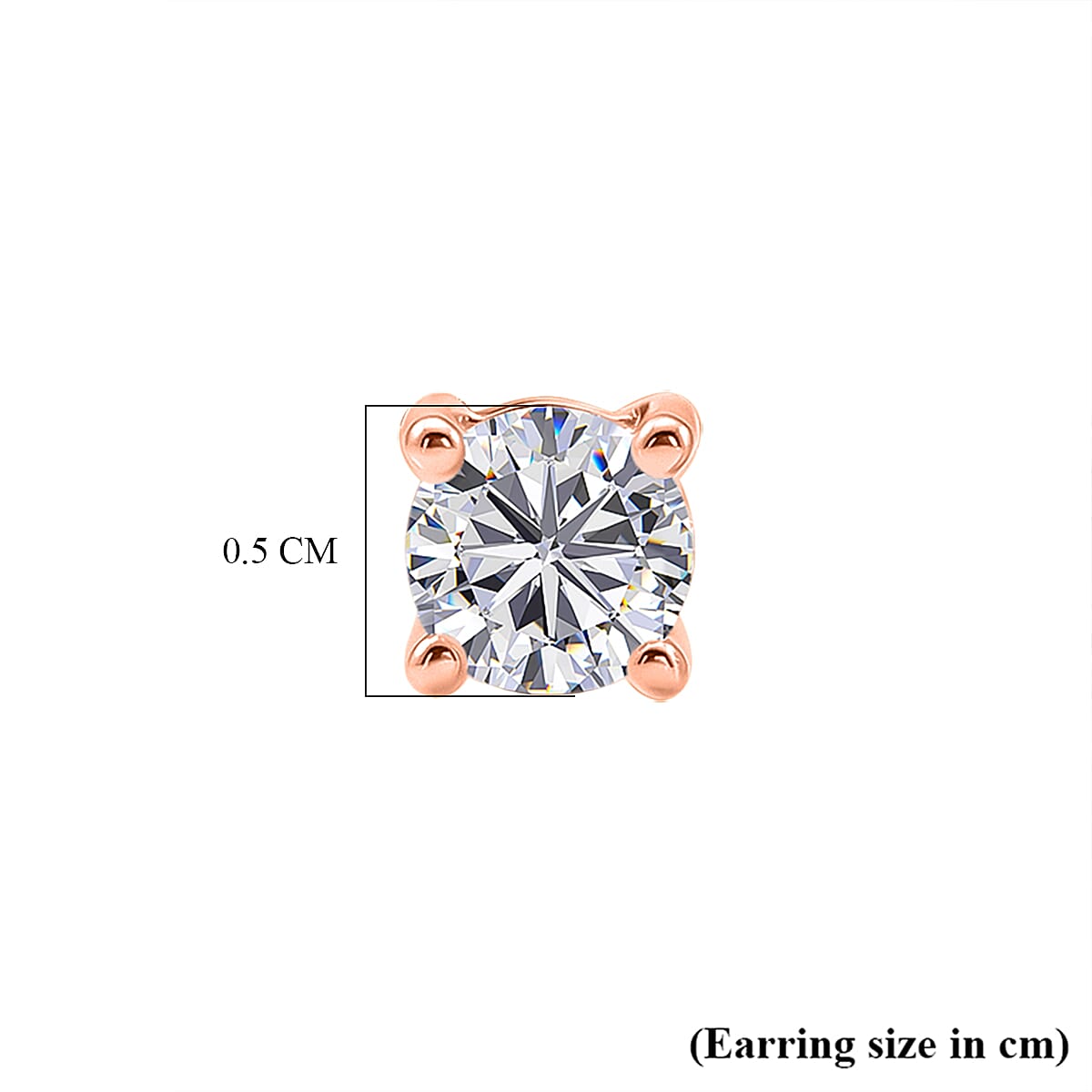 Luxuriant SI-G-H Lab Grown Diamond Solitaire Stud Earring with Screw Back in 18K Vermeil Rose Gold Plated Sterling Silver 1.01 Ct.