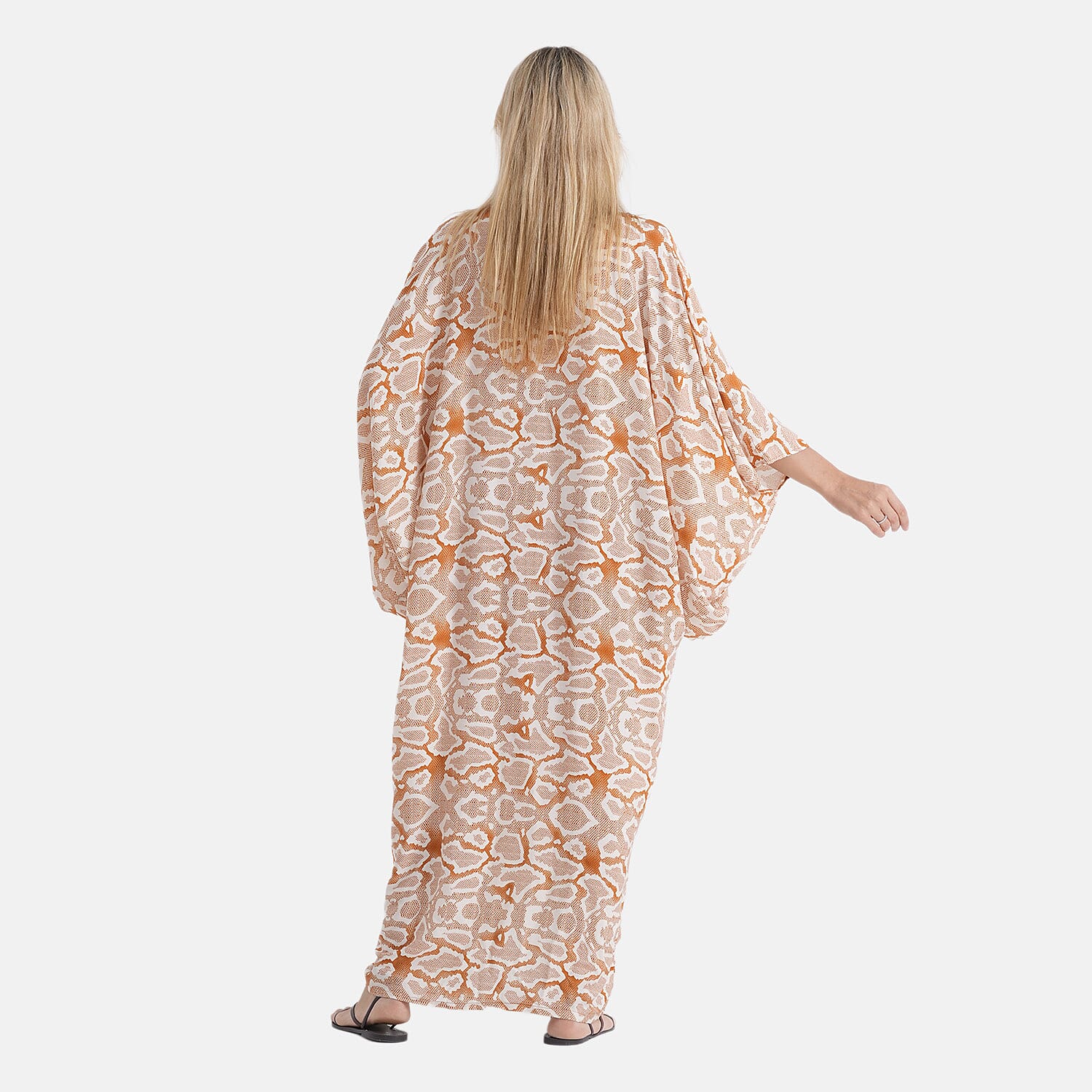 La Marey Print V-Neck Kaftan (One Size) - Brown