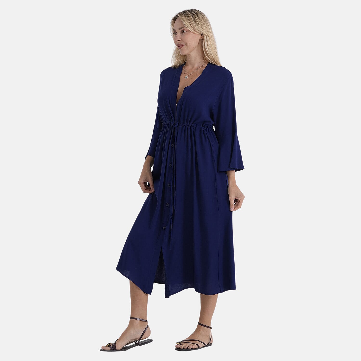 La Marey Womens 100% Viscose Long Kimono (One Size) - Blue