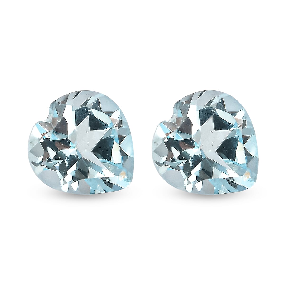 Set Of 2 Skyblue Topaz Heart 6 mm Gemstone, 1.65 Ct