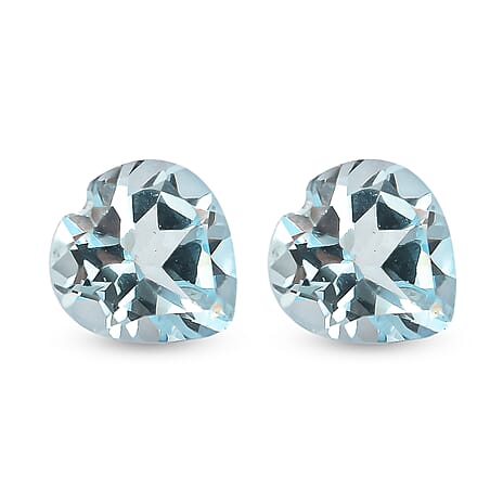Set Of 2 Skyblue Topaz Heart 6 mm Gemstone, 1.65 Ct