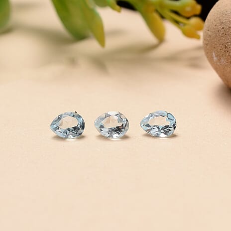Set Of 3 Skyblue Topaz Pear 5X4 mm Gemstone, 1.20 Ct