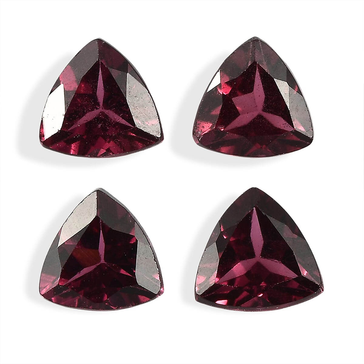 Set Of 4 Rhodolite Garnet Trillion 4.5 mm Gemstone, 1.64 Ct