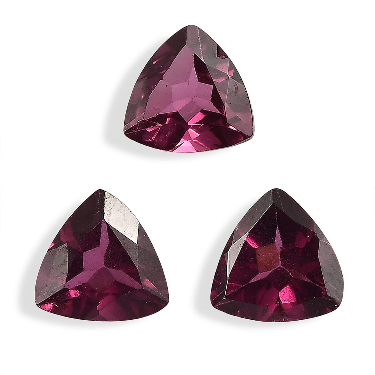 Set Of 3 Rhodolite Garnet Trillion 5 mm Gemstone, 1.78 Ct