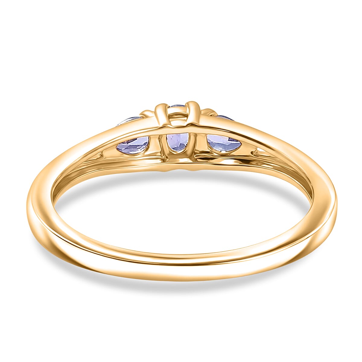 D'Joy Tanzanite 3 Stone Ring in Yellow Gold Plated Sterling Silver 0.47 Ct.