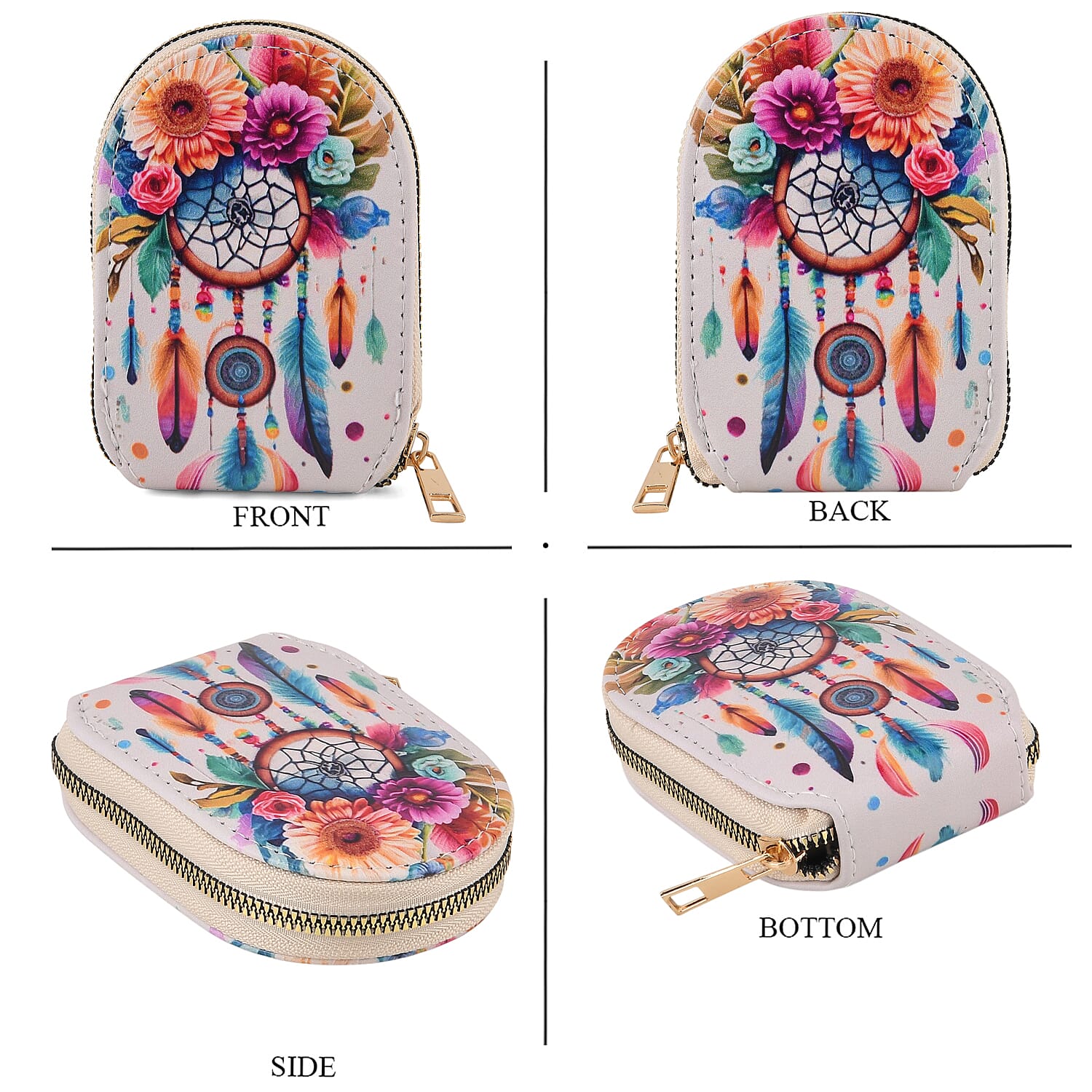 Multicolour Feather & Dreamcatcher Print RFID Card Wallet