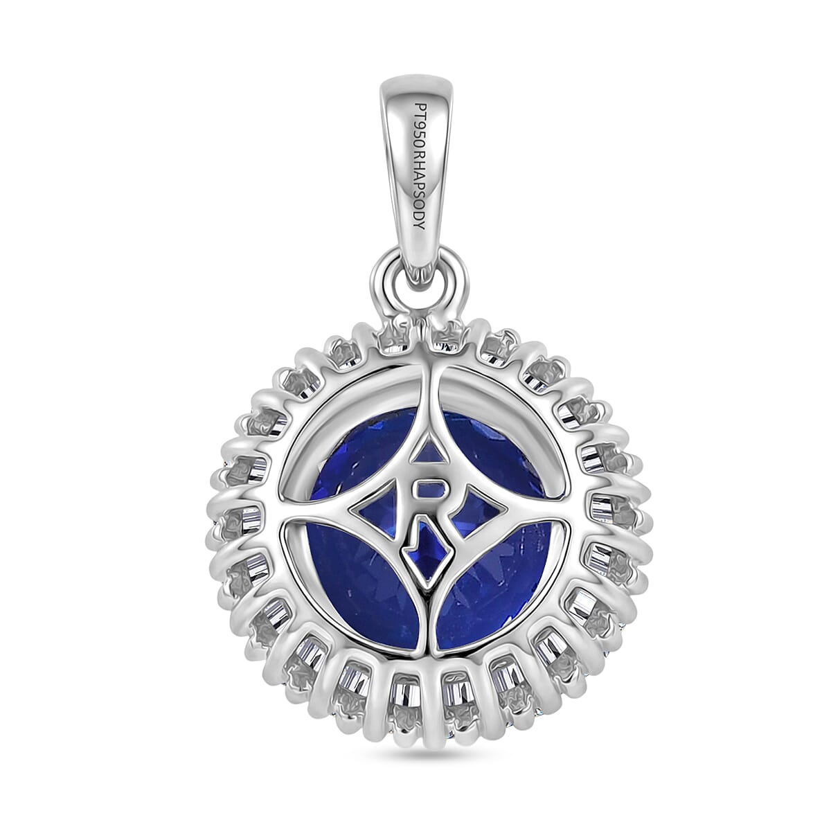 RHAPSODY 950 Platinum AAAA Tanzanite and Natural Diamond (VS-EF) Round Cut Halo Pendant 3.504 Ct. Platinum Wt. 2.84 Gms