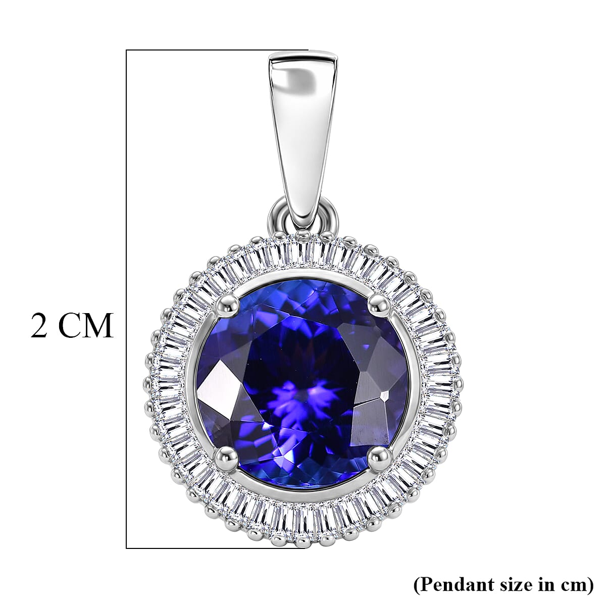 RHAPSODY 950 Platinum AAAA Tanzanite and Natural Diamond (VS-EF) Round Cut Halo Pendant 3.504 Ct. Platinum Wt. 2.84 Gms