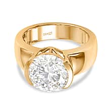 D'Joy Moissanite Solitaire Ring in 18K Vermeil Yellow Gold Plated Sterling Silver 4.12 Ct.