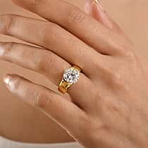 D'Joy Moissanite Solitaire Ring in 18K Vermeil Yellow Gold Plated Sterling Silver 4.12 Ct.
