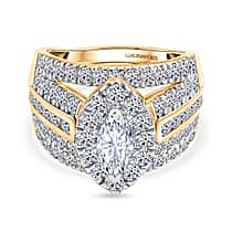 Luxuriant - SGL Certified SI-G-H Lab Grown Diamond Dome Ring in 18K Vermeil Yellow Gold Plated Sterling Silver 3.02 Ct.