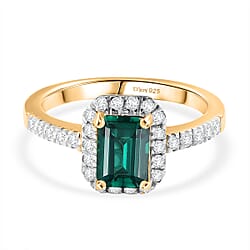 D'Joy Lab Created Moissanite Halo Ring in Sterling Silver