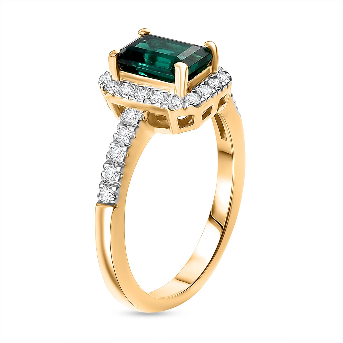 D'Joy Lab Created Moissanite Halo Ring in Sterling Silver